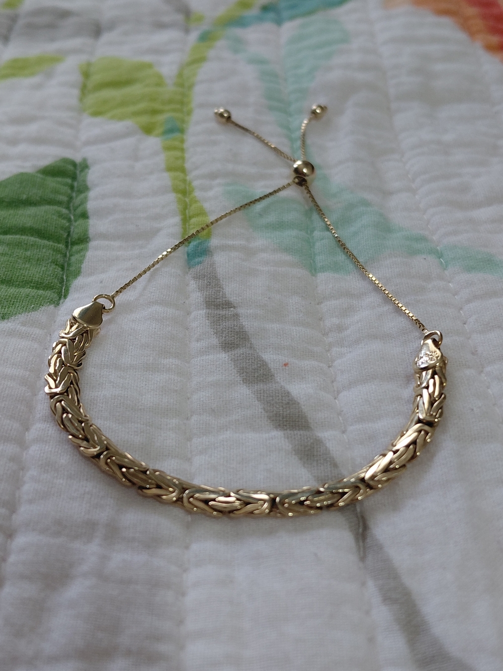 Technibond Adjustable Byzantine Bolo Bracelet Yellow 925 Silver.